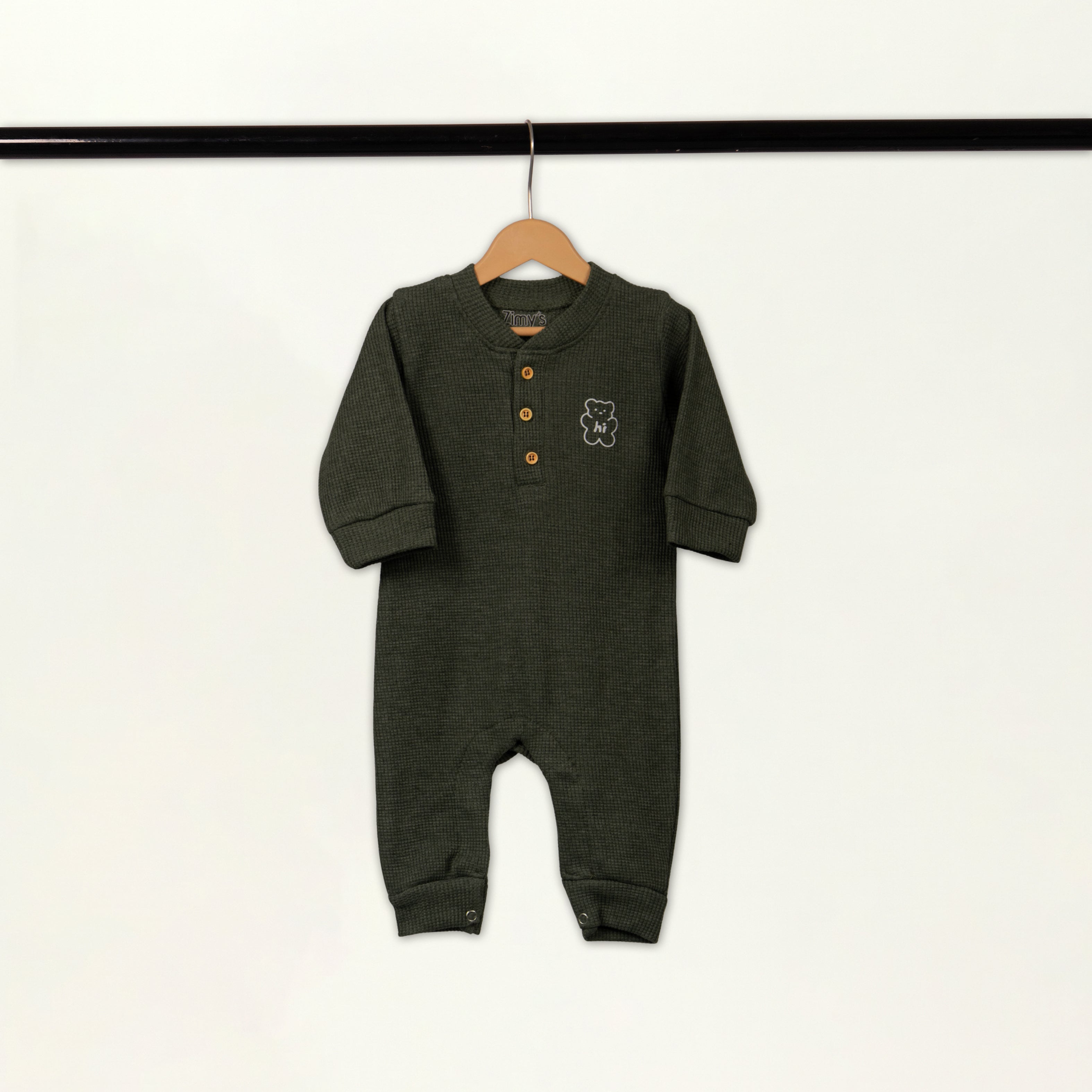 Waffle Knit Thermal Romper – (Forest Green)