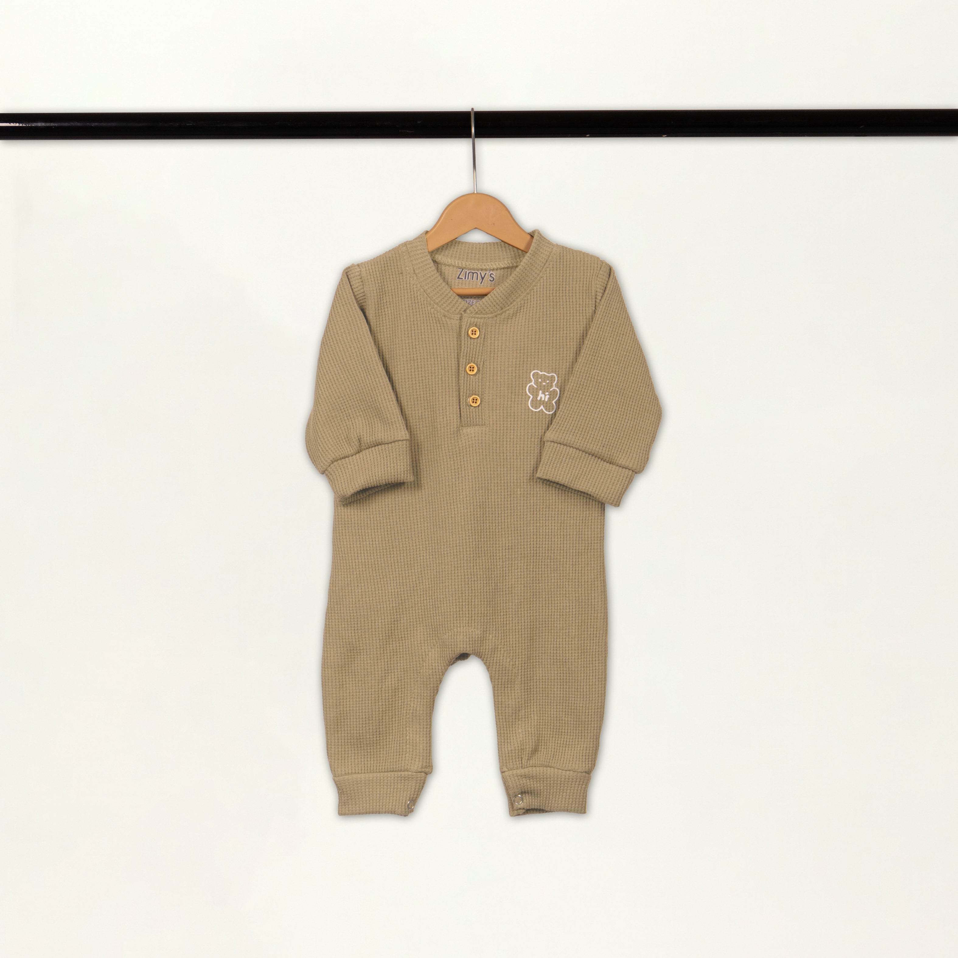 Waffle Knit Thermal Romper – (Oatmeal)