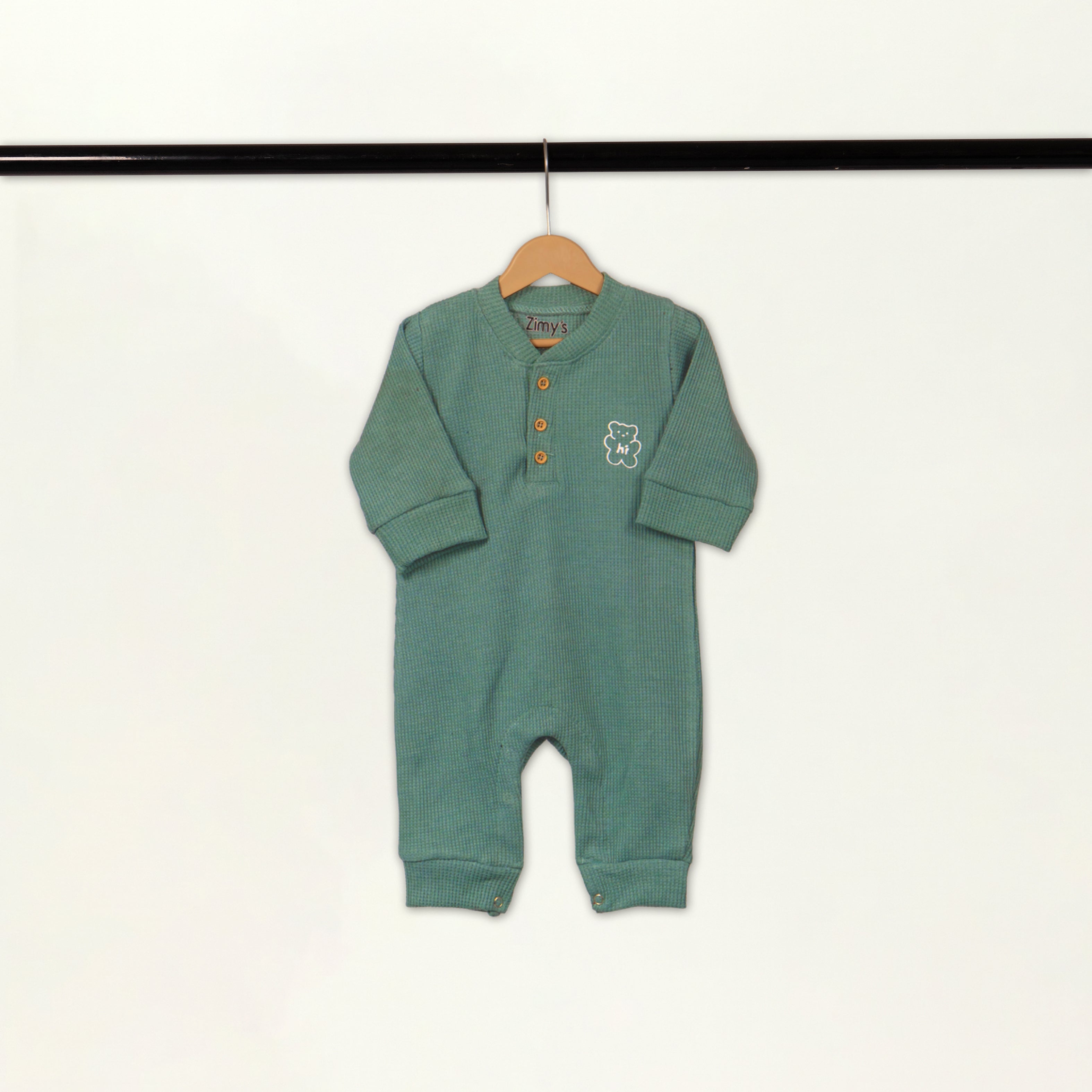Waffle Knit Thermal Romper – (Sage Green)