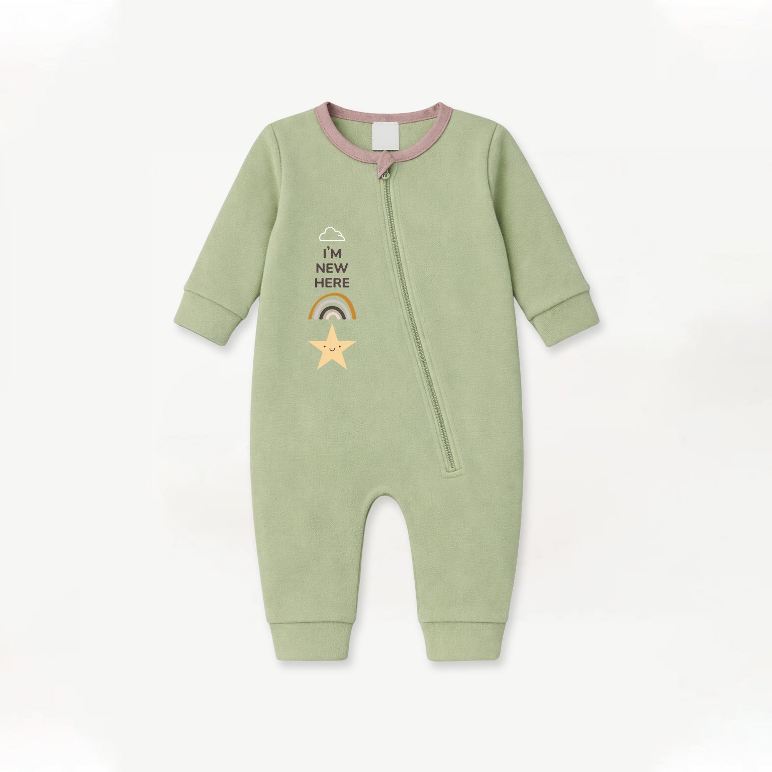 Im New Here- Fleece Zipper Romper