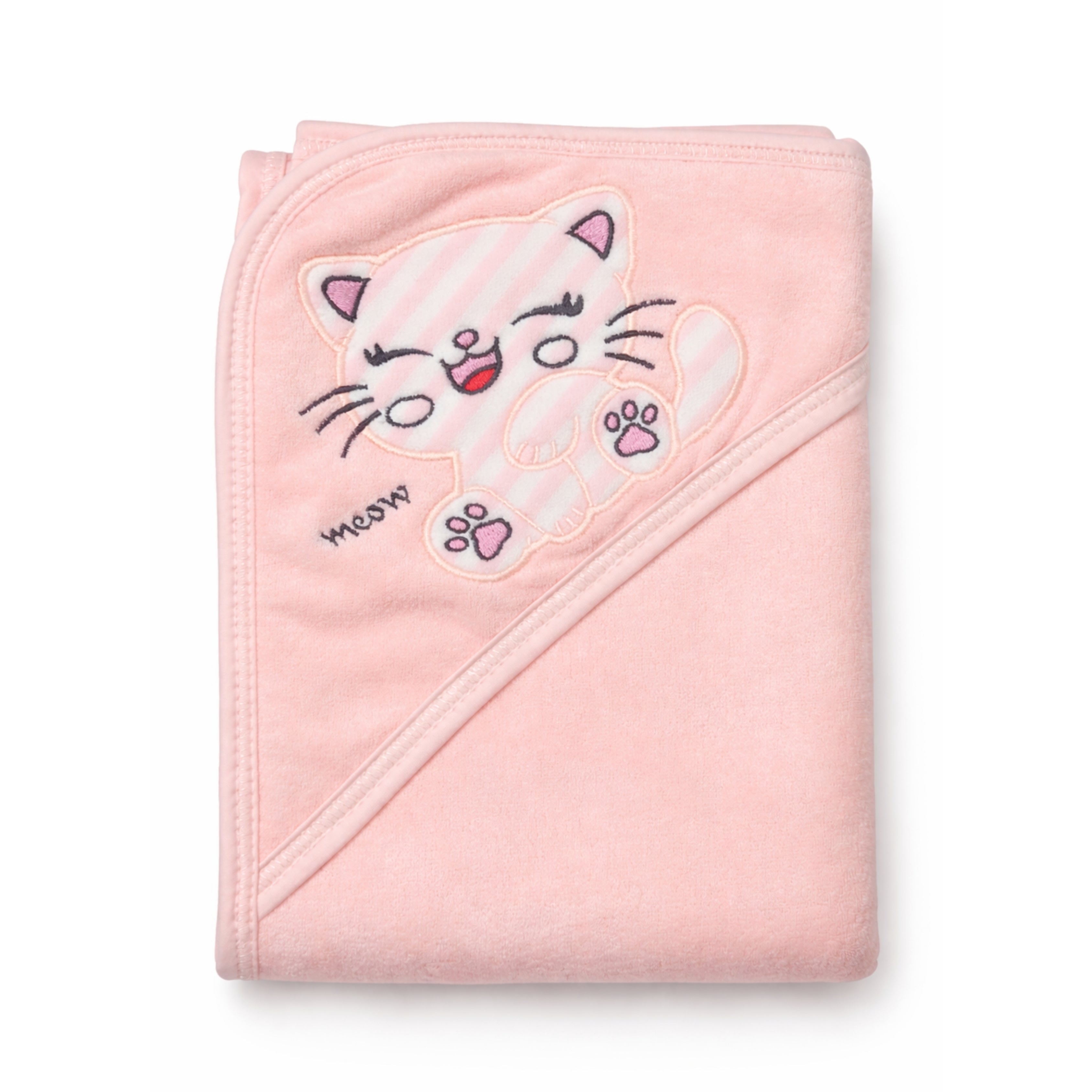 Baby Hooded Bath Cape - Baby Hooded Towel (Pink Whiskers)