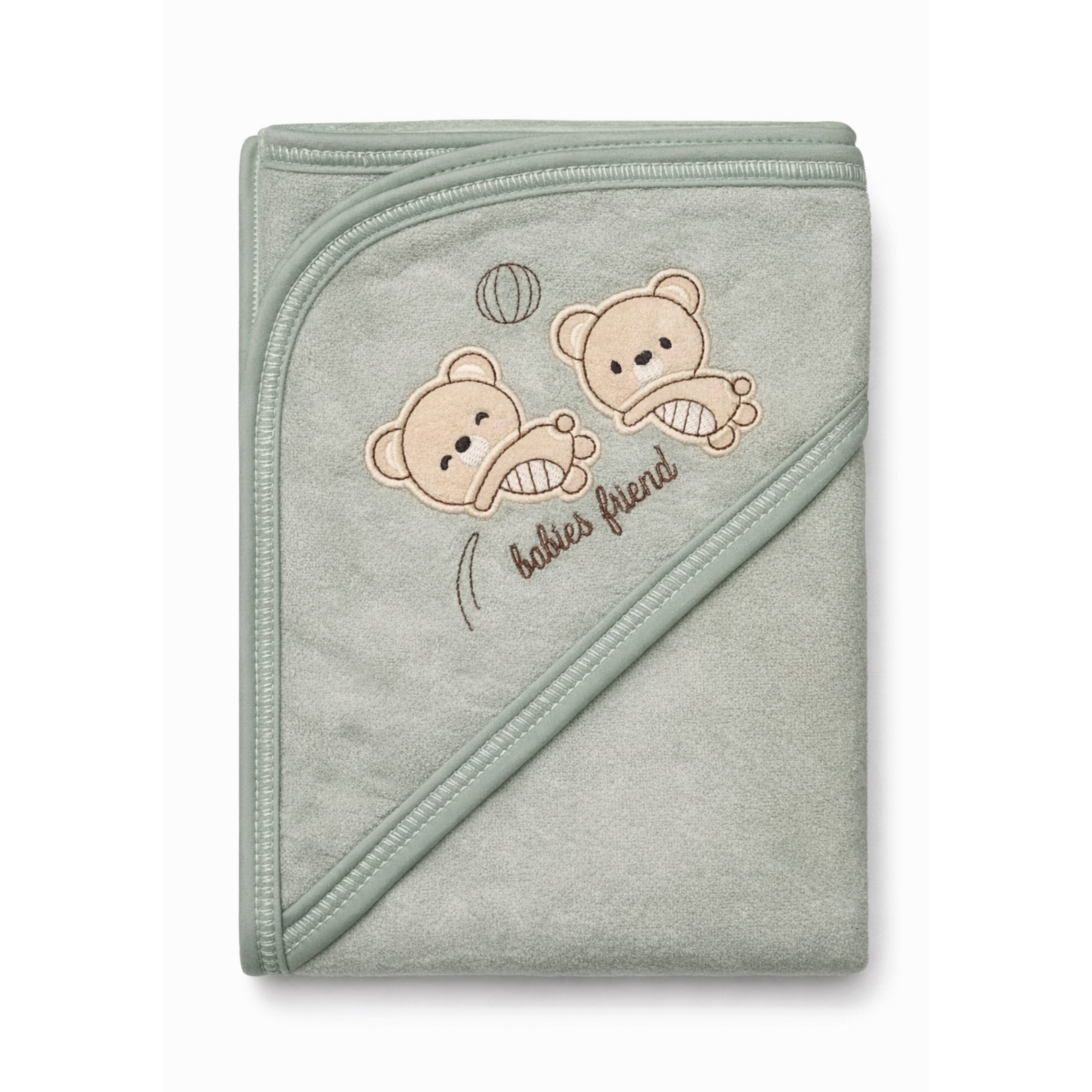Baby Hooded Bath Cape - Baby Hooded Towel (Bear Friends)