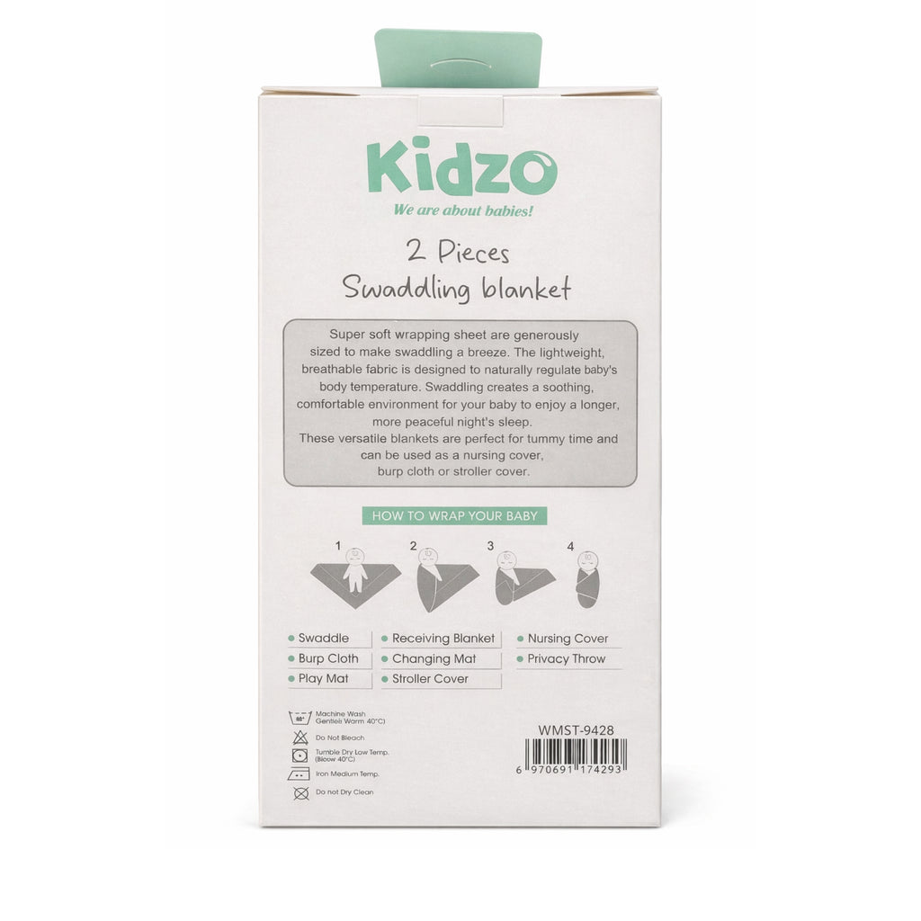 2-Piece Baby Muslin Swaddling Blanket Set (Safari Snuggles)