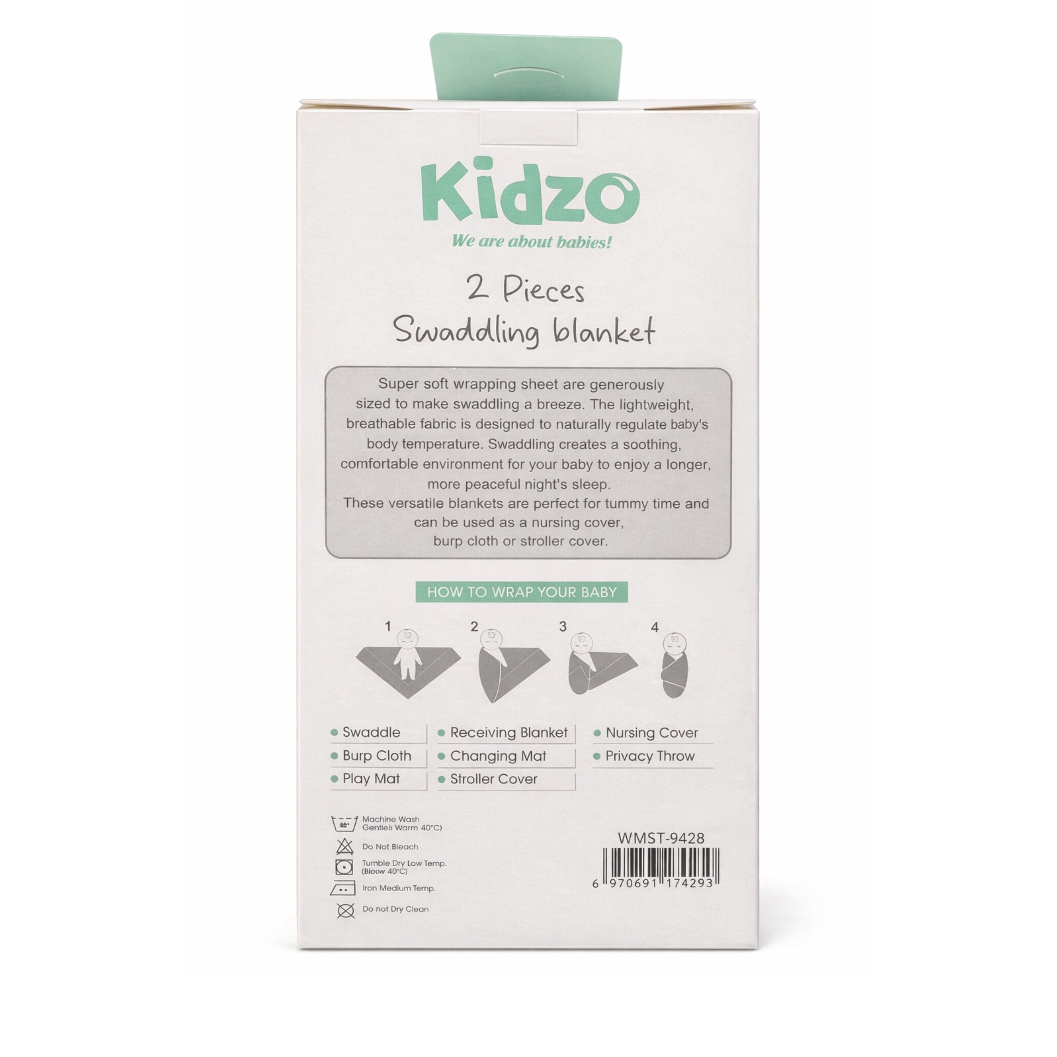 2-Piece Baby Muslin Swaddling Blanket Set (Safari Snuggles)