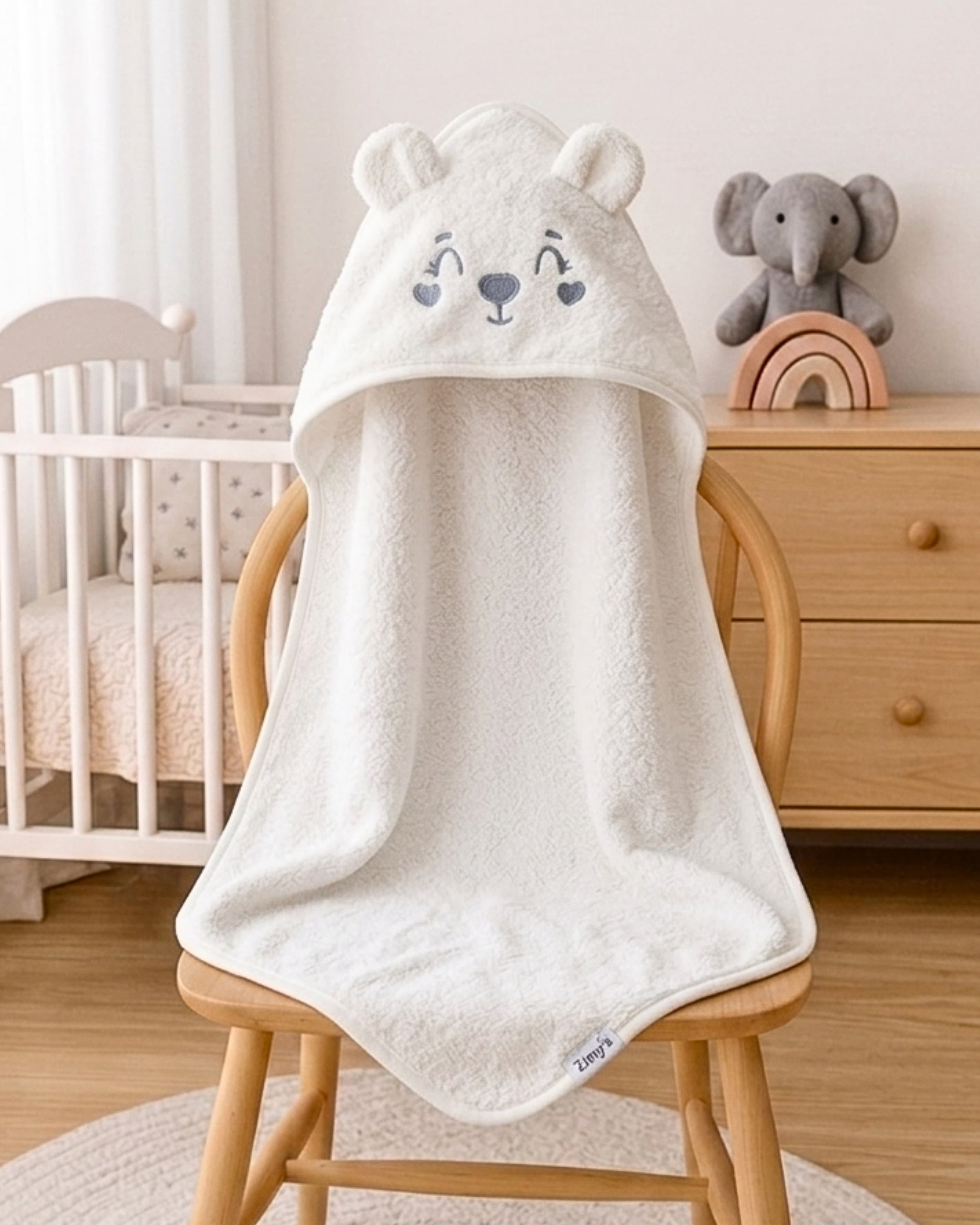Baby Hooded Bath Cape - Baby Bath Wrap (Sweet Bear)