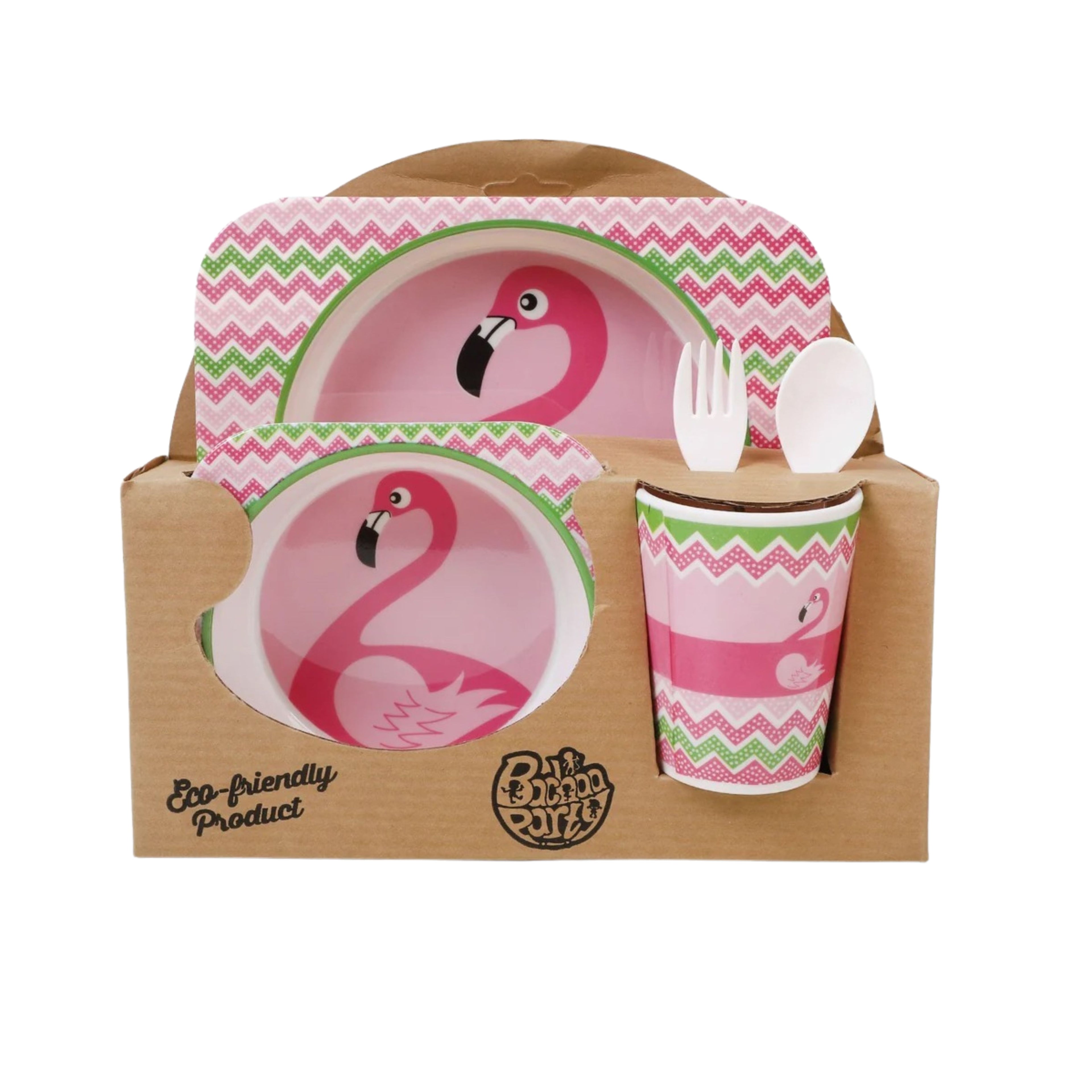 5-Piece Eco-Friendly Bamboo Fibre Kids Dinnerware Set