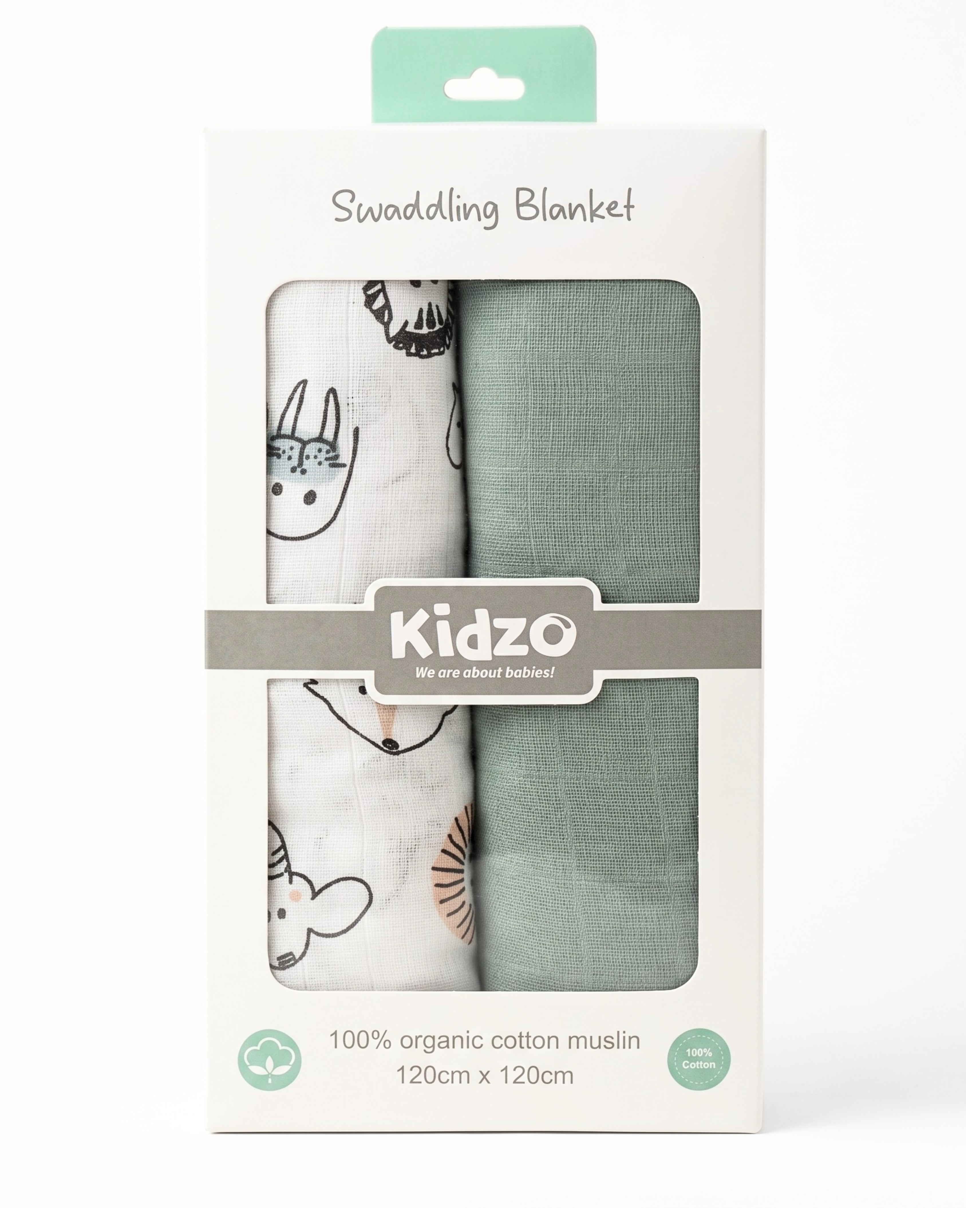 2-Piece Baby Swaddling Blanket Set - Muslin Swaddle Blanket (Forest Friends)