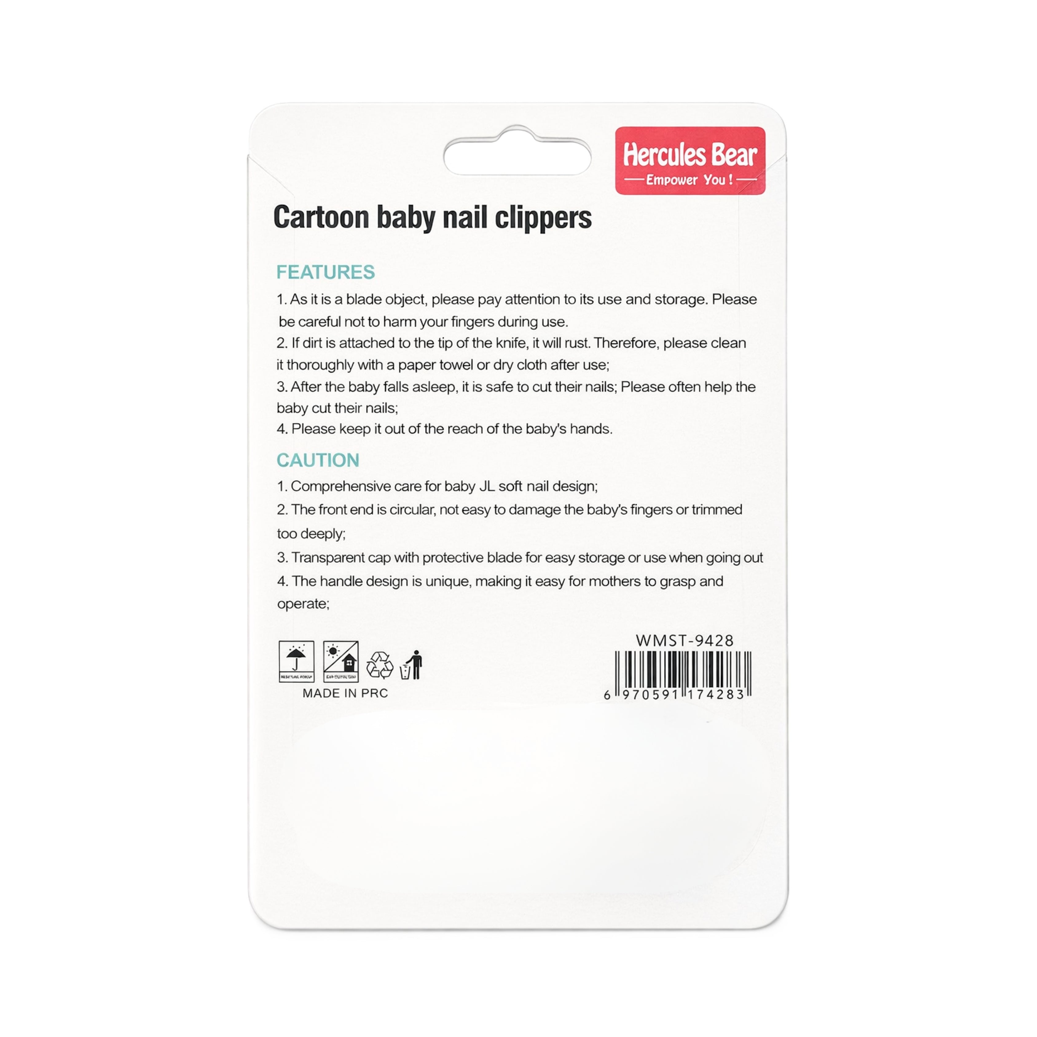 Infant Safety Nail Clipper with Finger-Loop Handle