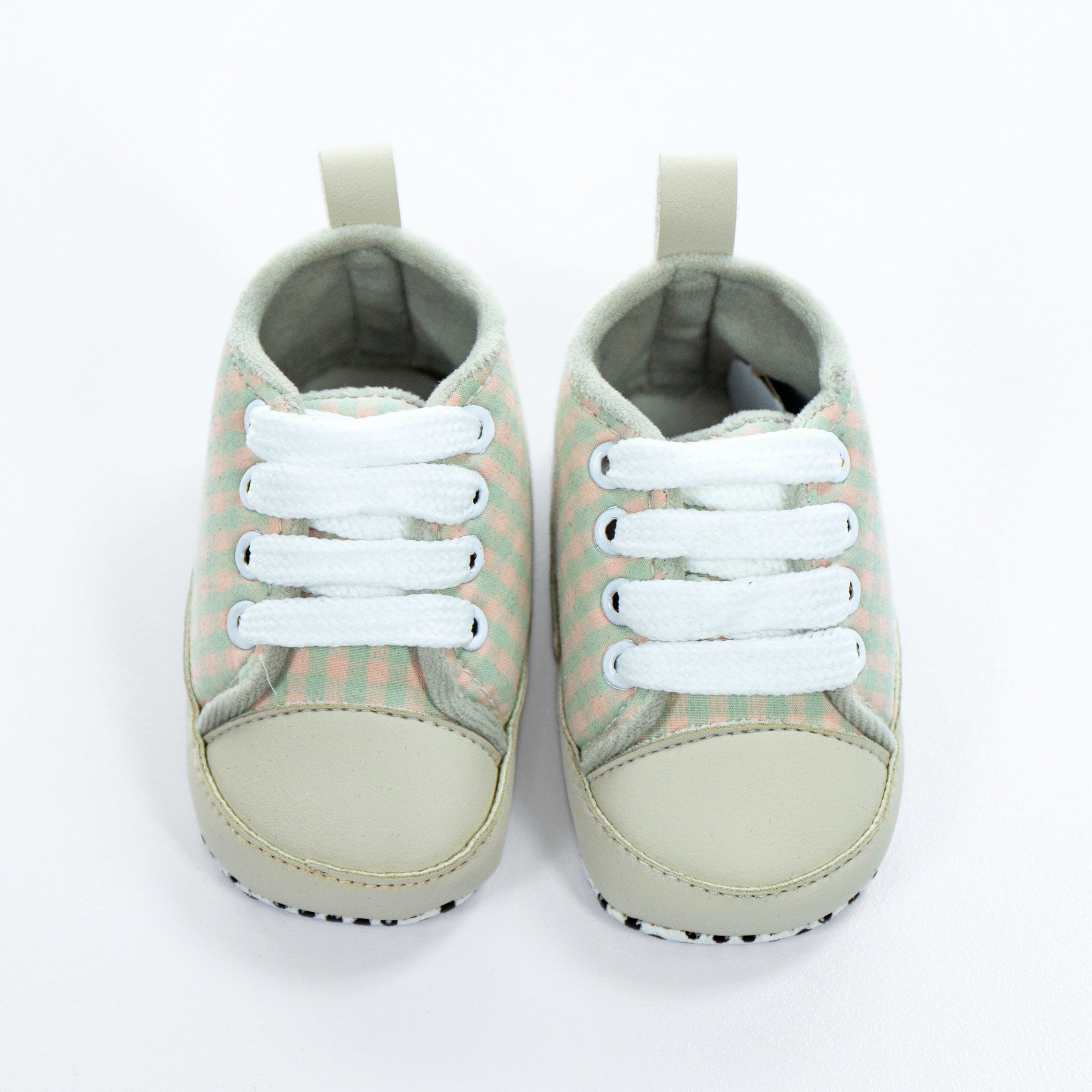 Baby Soft Sole Sneakers – Soft Sage Checks