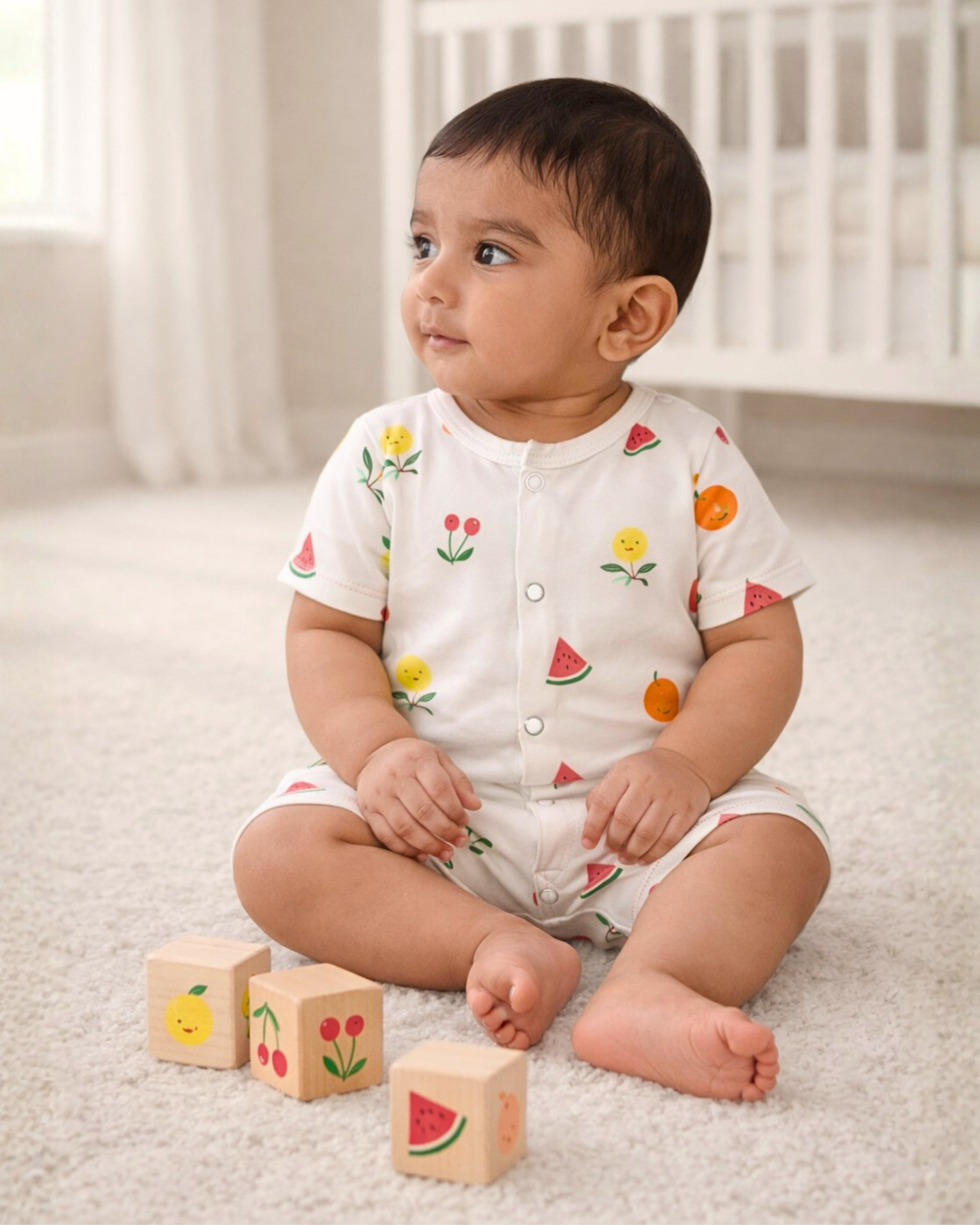 Sunny Fruits Half Length Romper