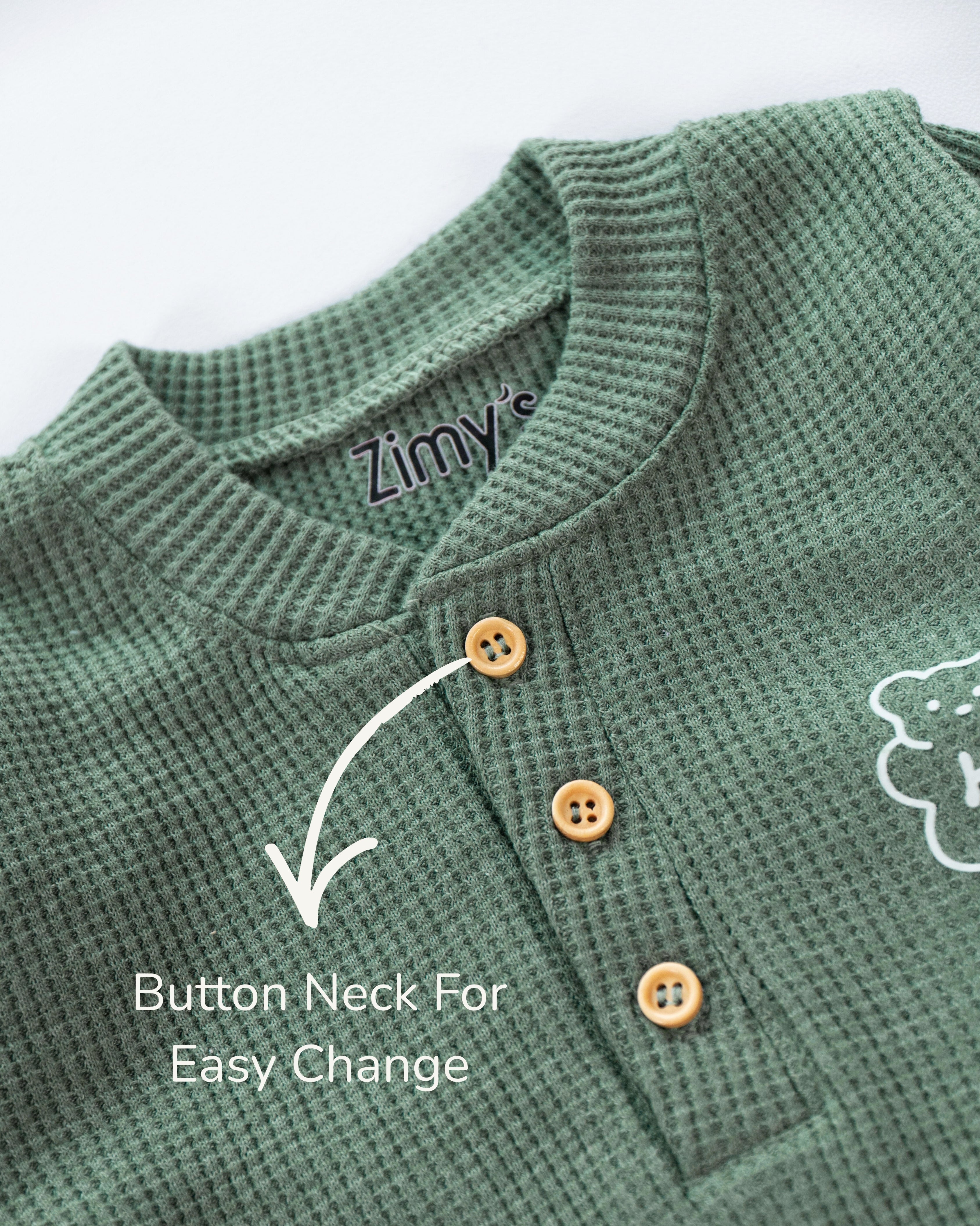 Waffle Knit Thermal Romper – (Sage Green)