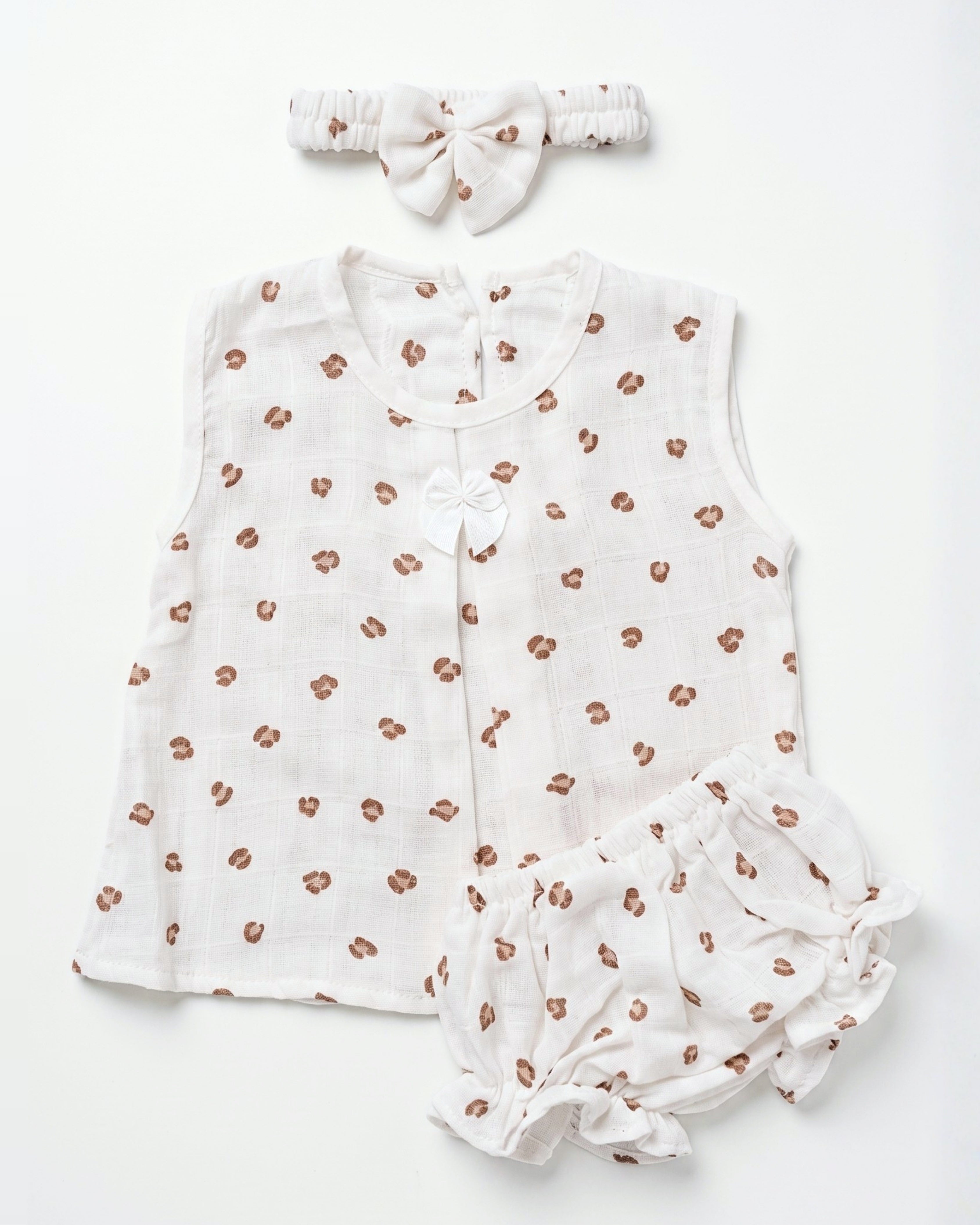 3-Piece Muslin Frock Set - Blush Meadow