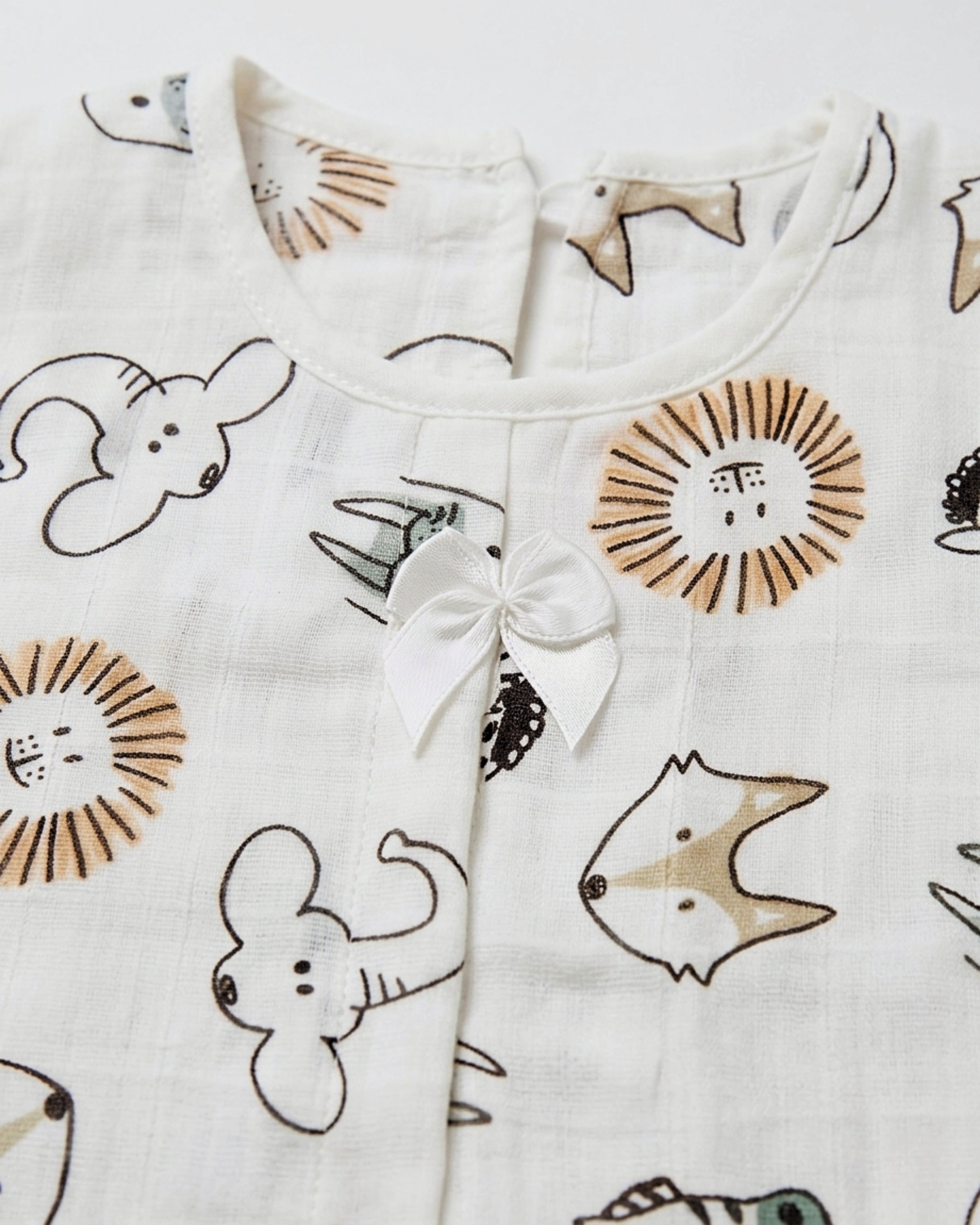 3-Piece Muslin Frock Set - Safari Friends