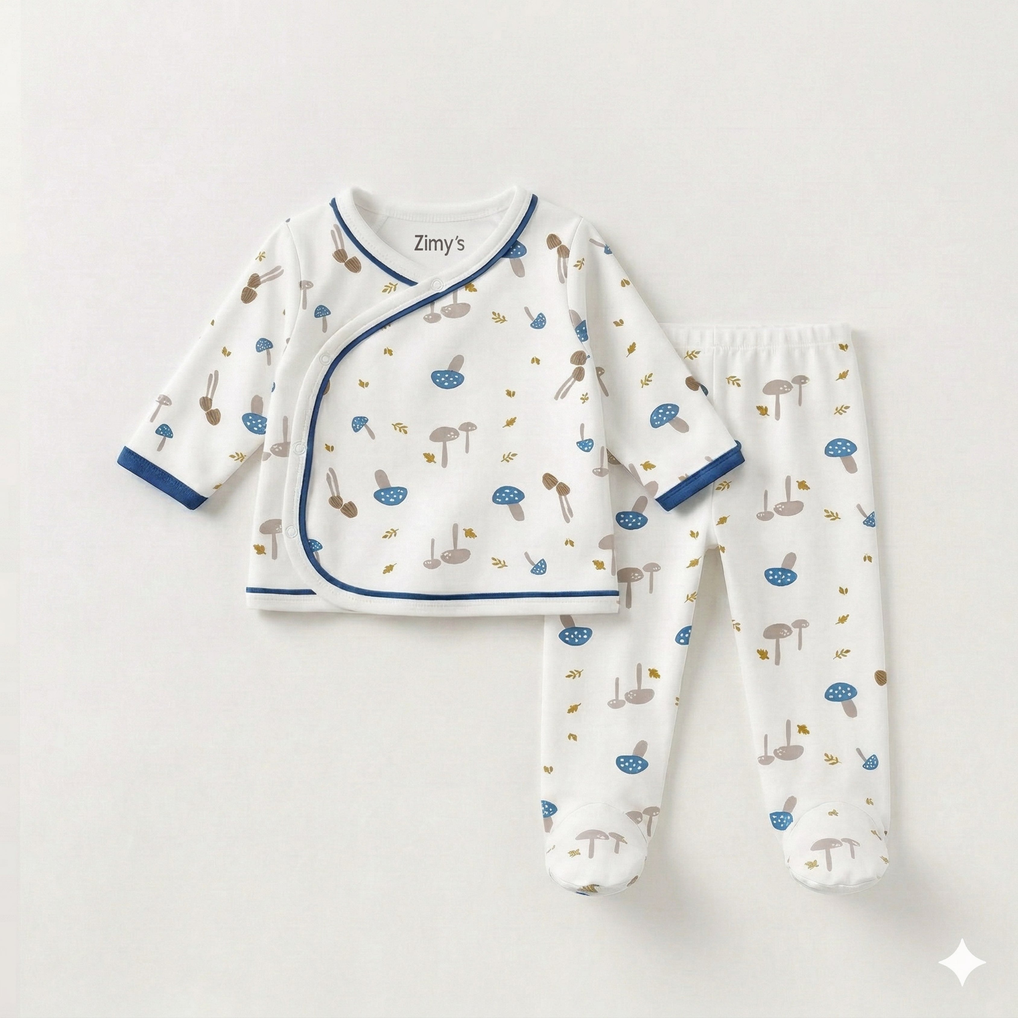 Blue Mushrooms - 2-Piece Jhabla Set