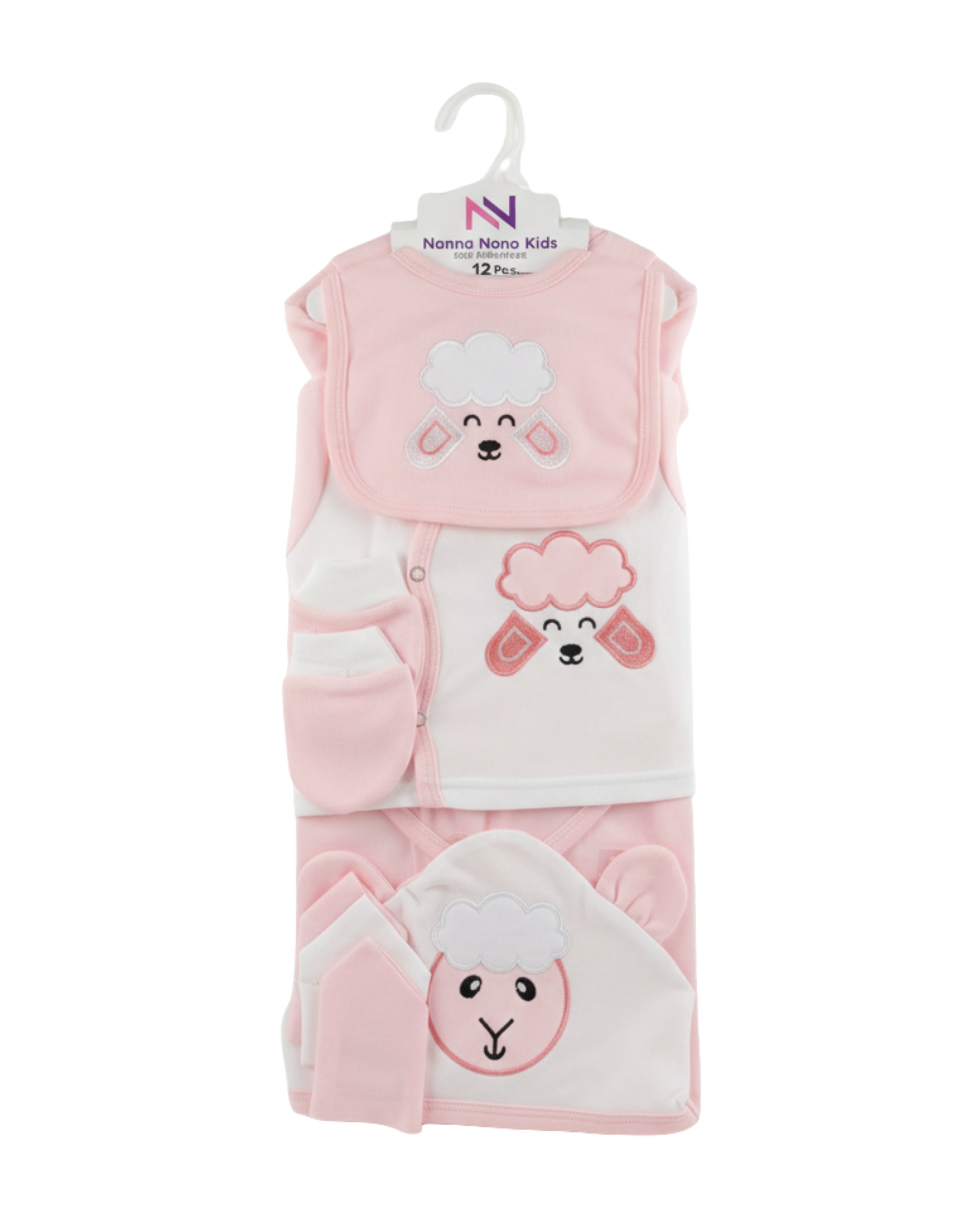 Interlock Cotton Fabric - Newborn 12 PC Starter Set - Little Lamb (Pink)