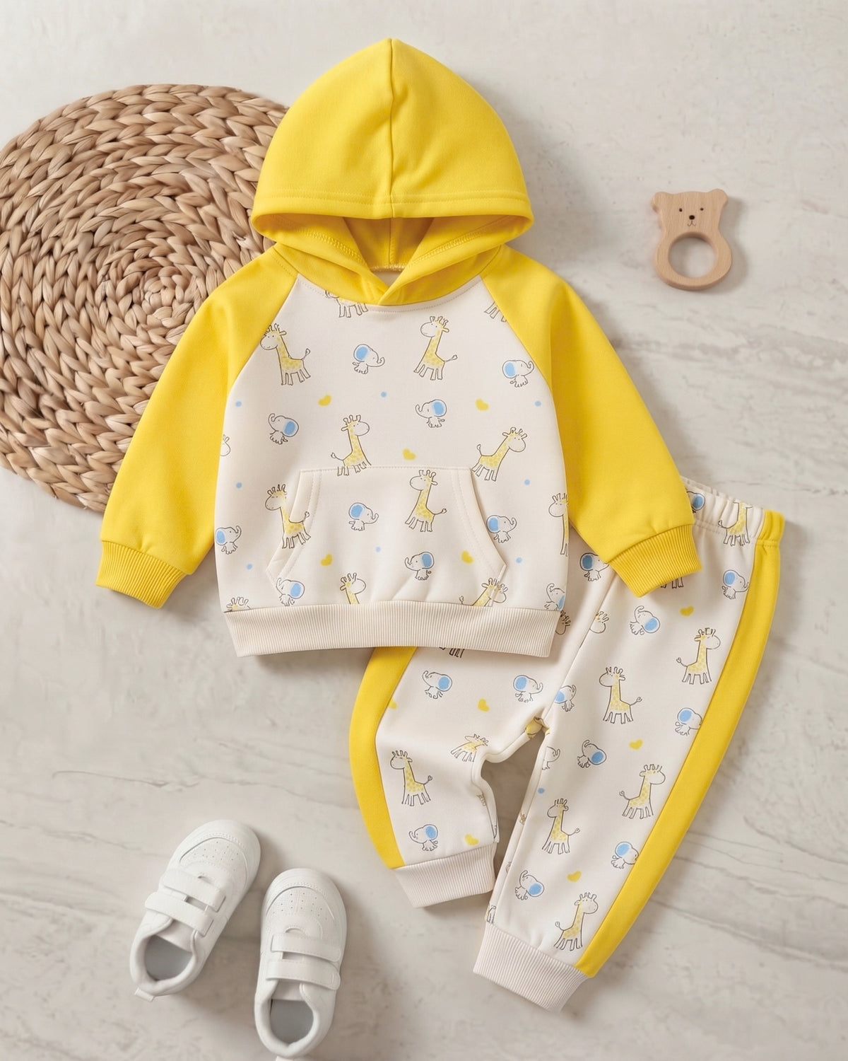 Safari Sunshine 2-Piece Embroidered Fleece Hoodie Set
