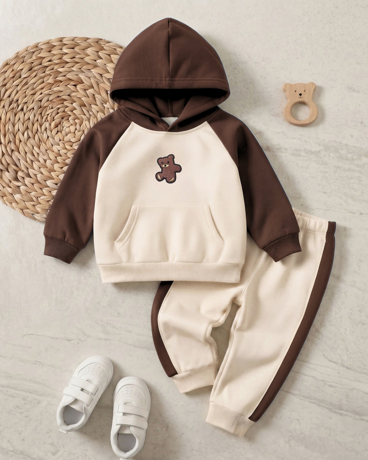 Little Bear 2-Piece Embroidered Fleece Hoodie Set