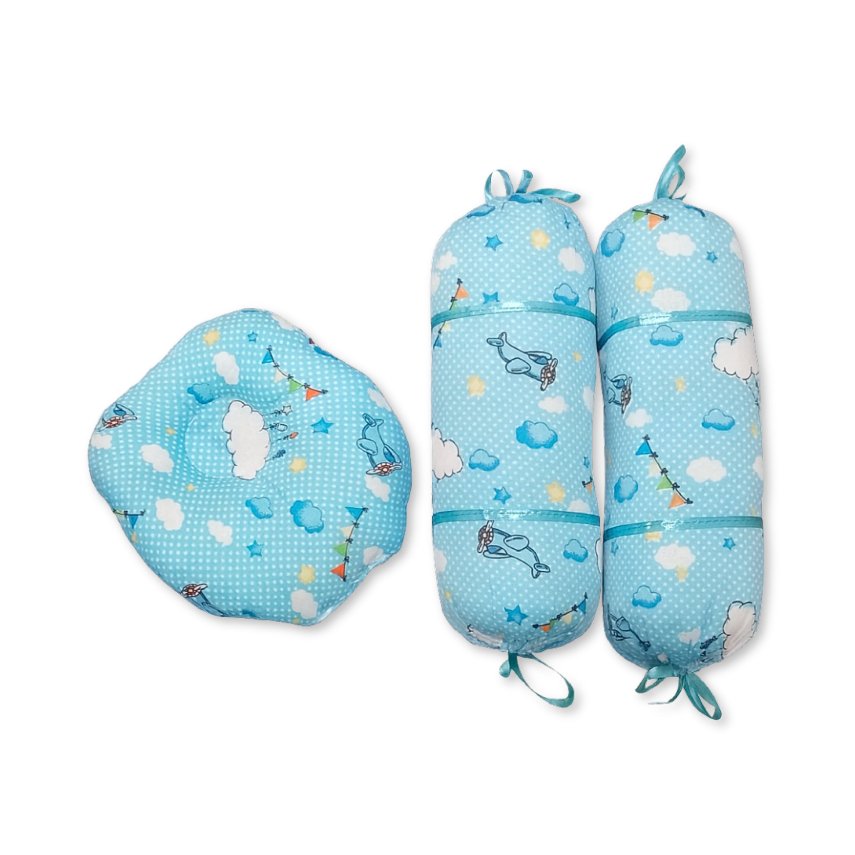 3 Piece Baby Side Cushion & Head Cushion Set – Baby Pillows - Baby Cushions