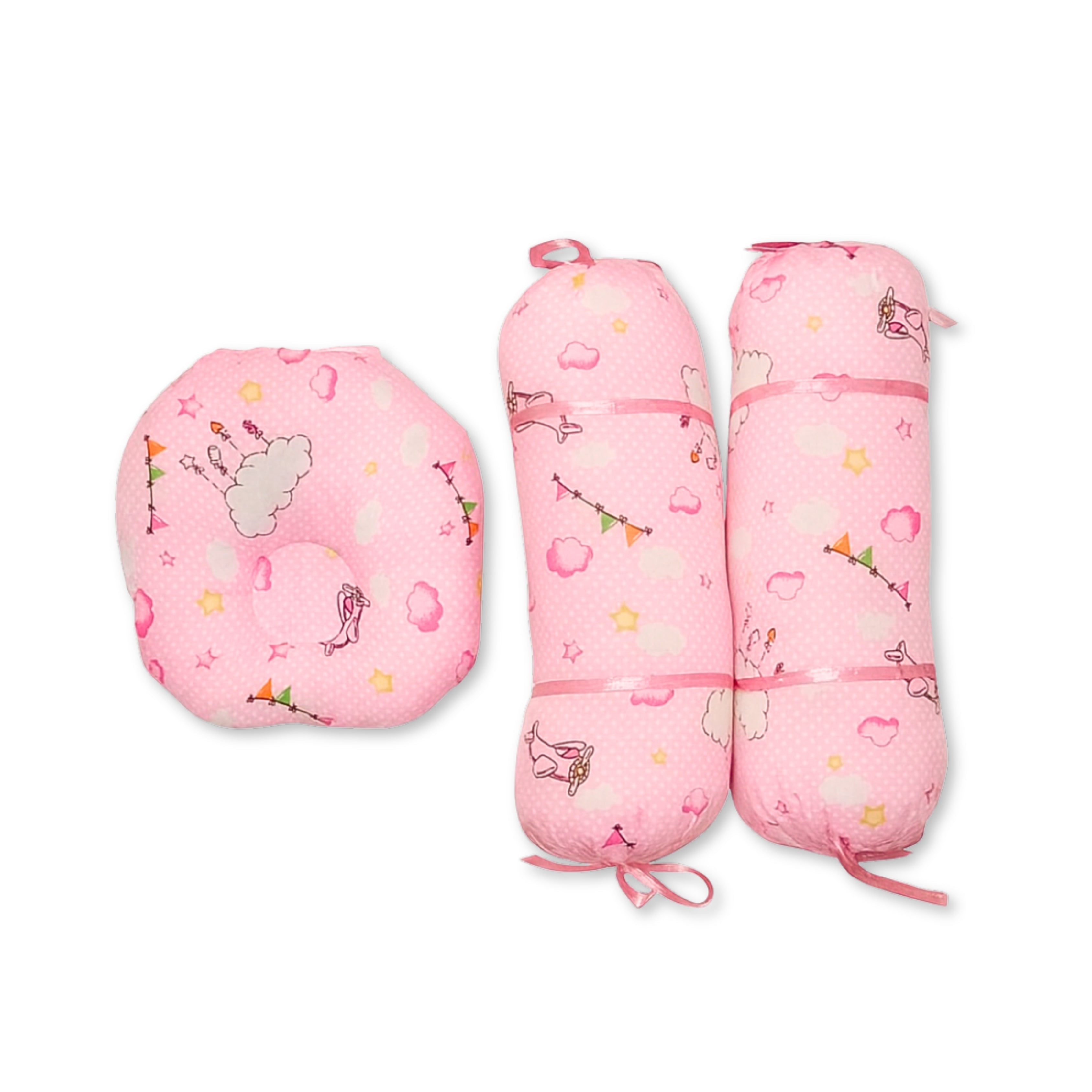 3 Piece Baby Side Cushion & Head Cushion Set – Baby Pillows - Baby Cushions