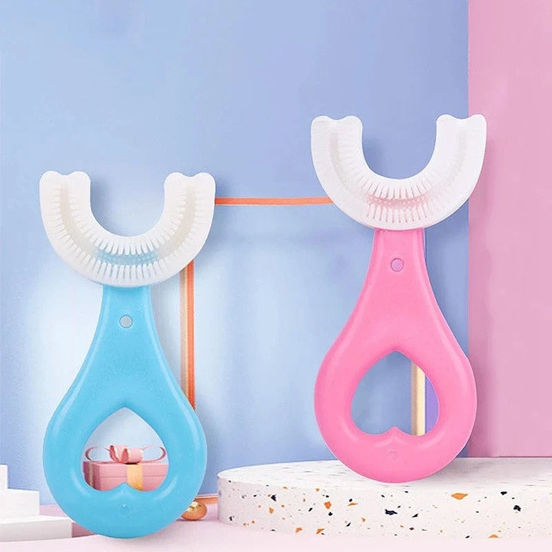 U-Shaped Baby Toothbrush – Soft Silicone with Heart Grip – Baby Oral Care