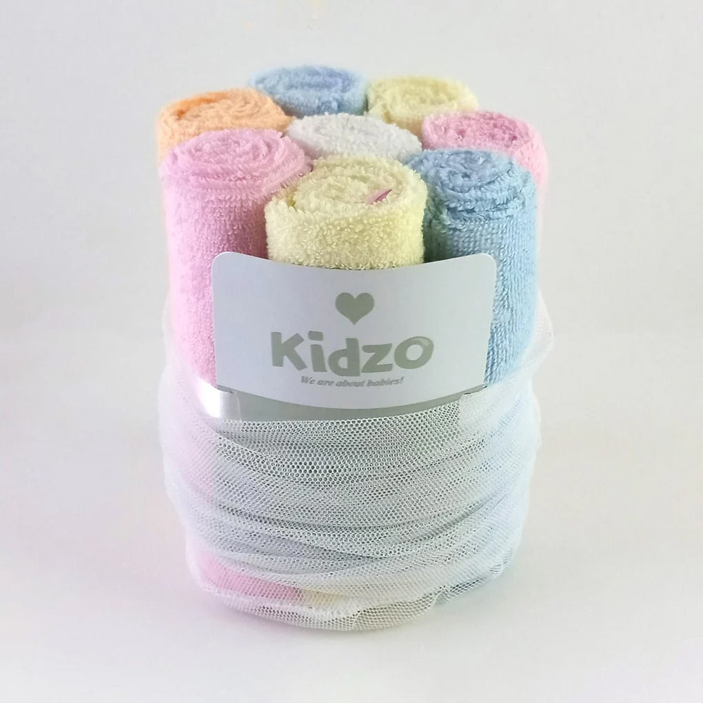 Kidzo 8-Piece Baby Washcloth Set – Ultra-Soft Towels for Newborn Bath Time