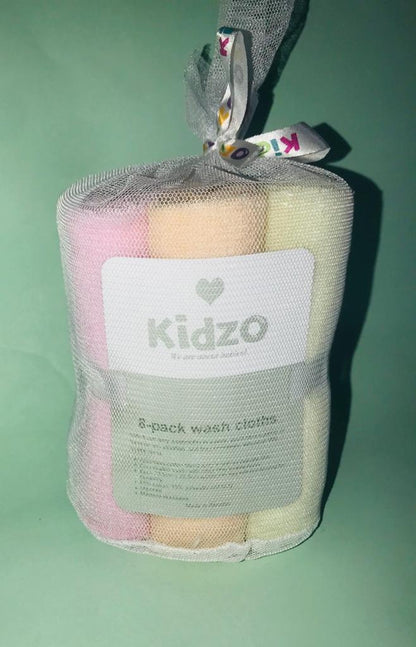Kidzo 8-Piece Baby Washcloth Set – Ultra-Soft Towels for Newborn Bath Time