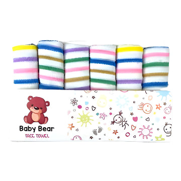 6-Piece Striped Baby Towel Set – Colorful Soft Washcloths for Daily Use