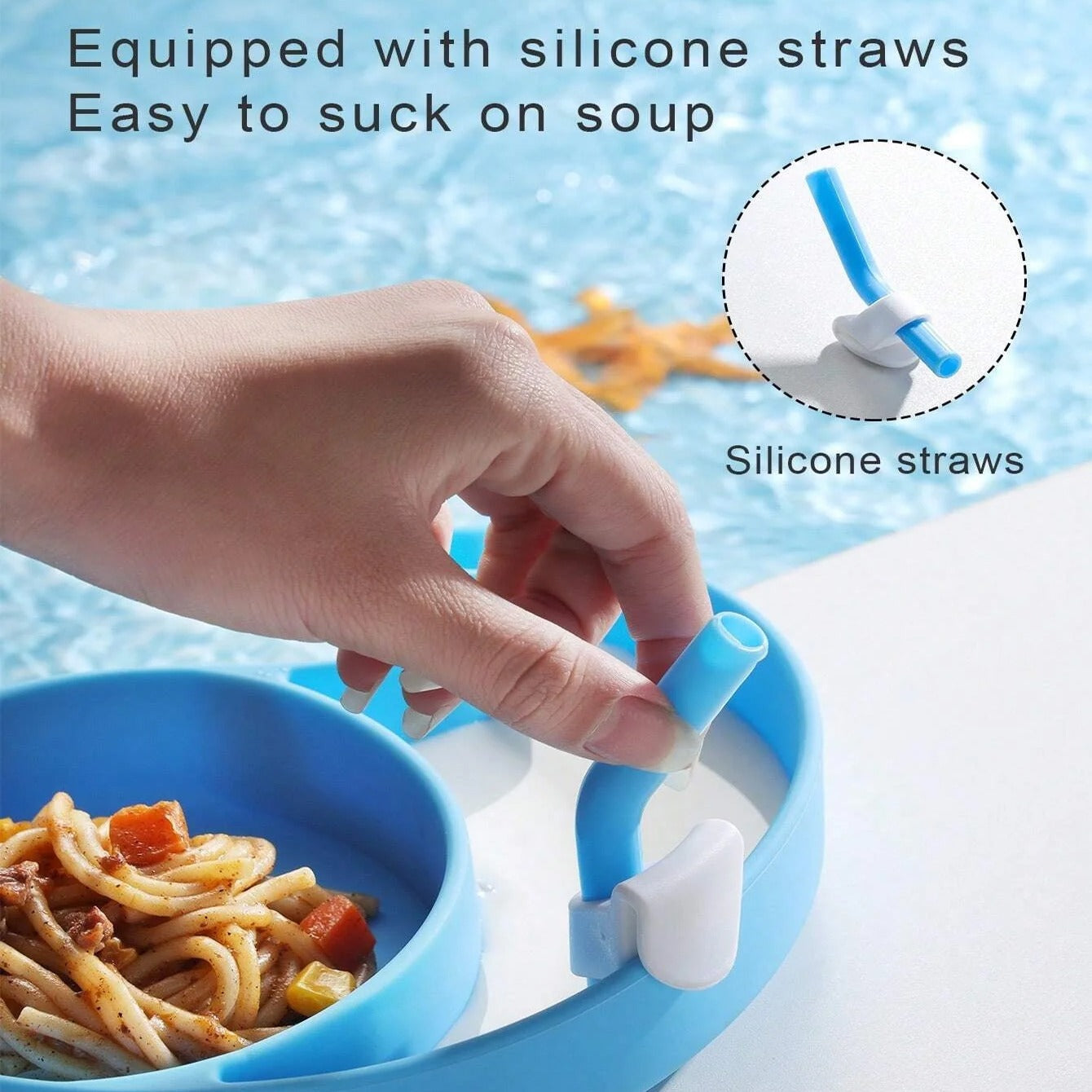2-Section Dolphin Plate for Kids – BPA Free Feeding Set – Toddler Tableware