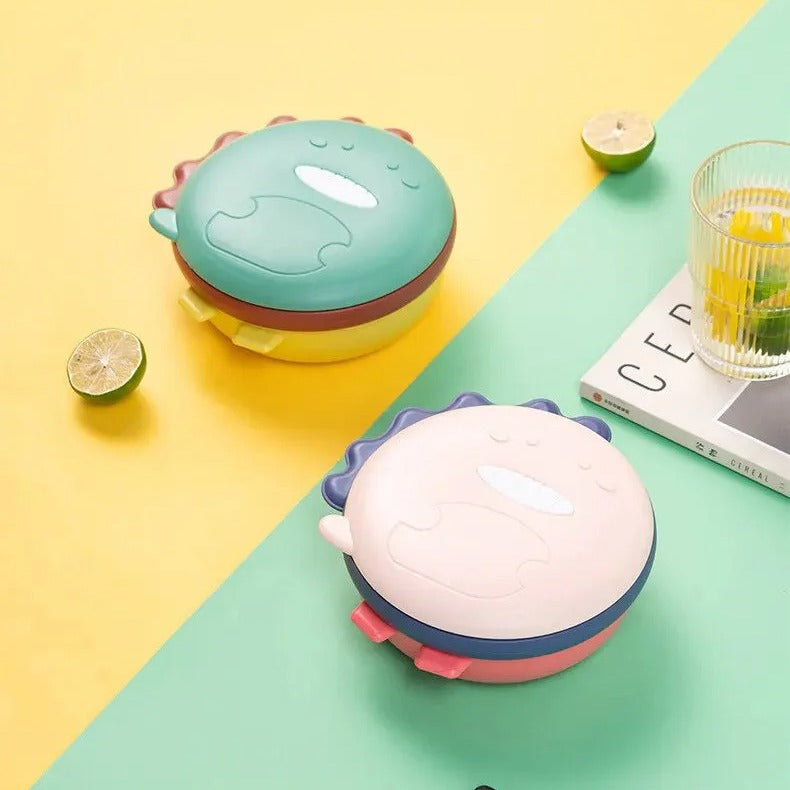 Dinosaur Kids' Thermal Bowl – Stainless Steel Insulated Baby Feeding Bowl – Food Warmer Bowl