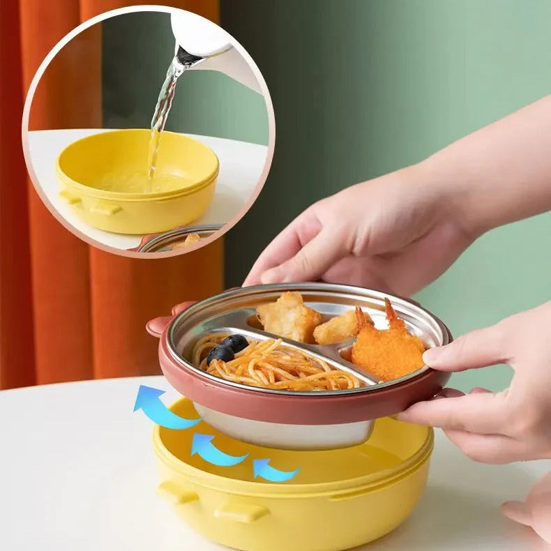 Dinosaur Kids' Thermal Bowl – Stainless Steel Insulated Baby Feeding Bowl – Food Warmer Bowl