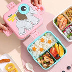 Kids Elephant Stackable Bento Lunch Box – Multi-Compartment Container with Sauce Pot