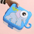 Kids Elephant Stackable Bento Lunch Box – Multi-Compartment Container with Sauce Pot