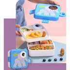 Kids Elephant Stackable Bento Lunch Box – Multi-Compartment Container with Sauce Pot
