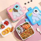 Kids Elephant Stackable Bento Lunch Box – Multi-Compartment Container with Sauce Pot