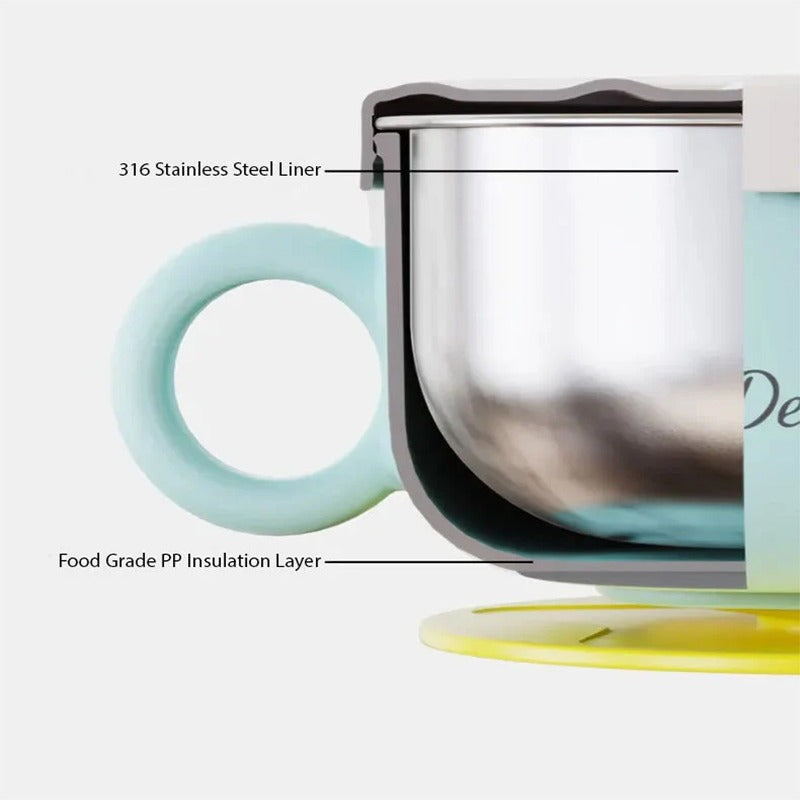 Kids Insulated Bowl with Lid – Double-Layer Stainless Steel Baby Bowl