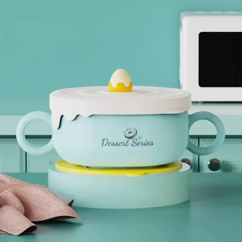 Kids Insulated Bowl with Lid – Double-Layer Stainless Steel Baby Bowl