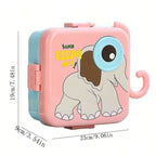 Kids Elephant Stackable Bento Lunch Box – Multi-Compartment Container with Sauce Pot