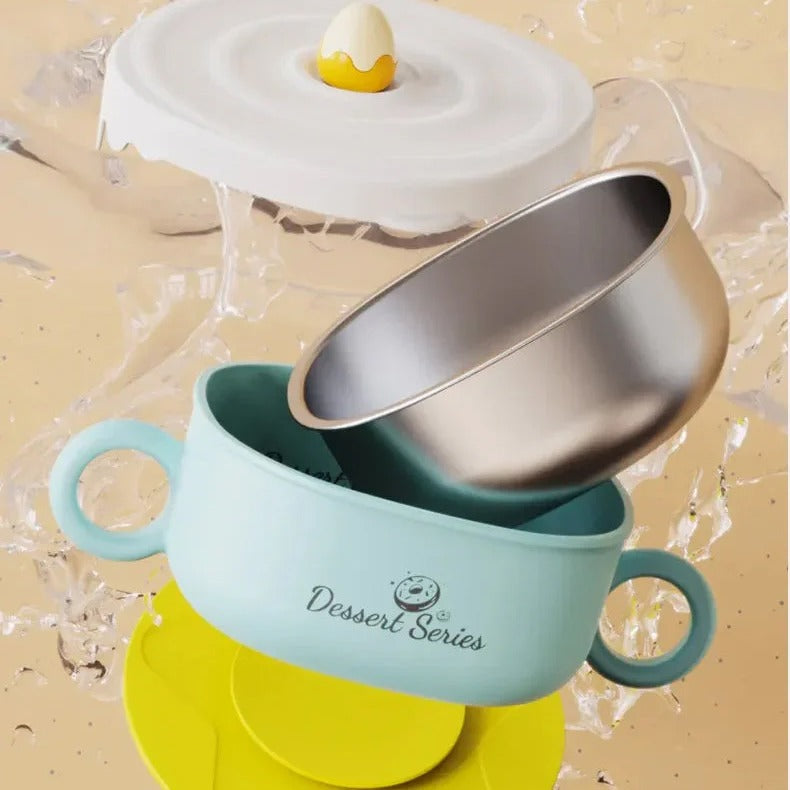 Kids Insulated Bowl with Lid – Double-Layer Stainless Steel Baby Bowl