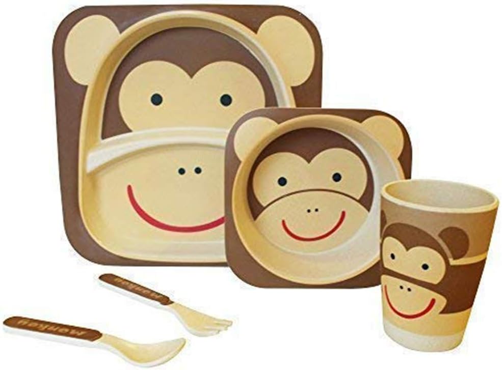 5-Piece Eco-Friendly Bamboo Fibre Kids Dinnerware Set