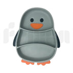 Cute Penguin Silicone Divided Plate with Suction - Spill-Proof Baby & Toddler Dinnerware Set