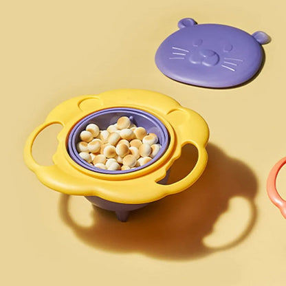 Non-Spill Gyro Feeding Bowl – 360° Spill-Proof Gyro Bowl for Toddlers (Food-Grade & Easy Clean)