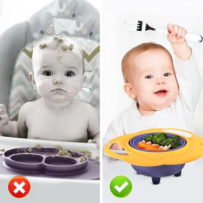 Non-Spill Gyro Feeding Bowl – 360° Spill-Proof Gyro Bowl for Toddlers (Food-Grade & Easy Clean)