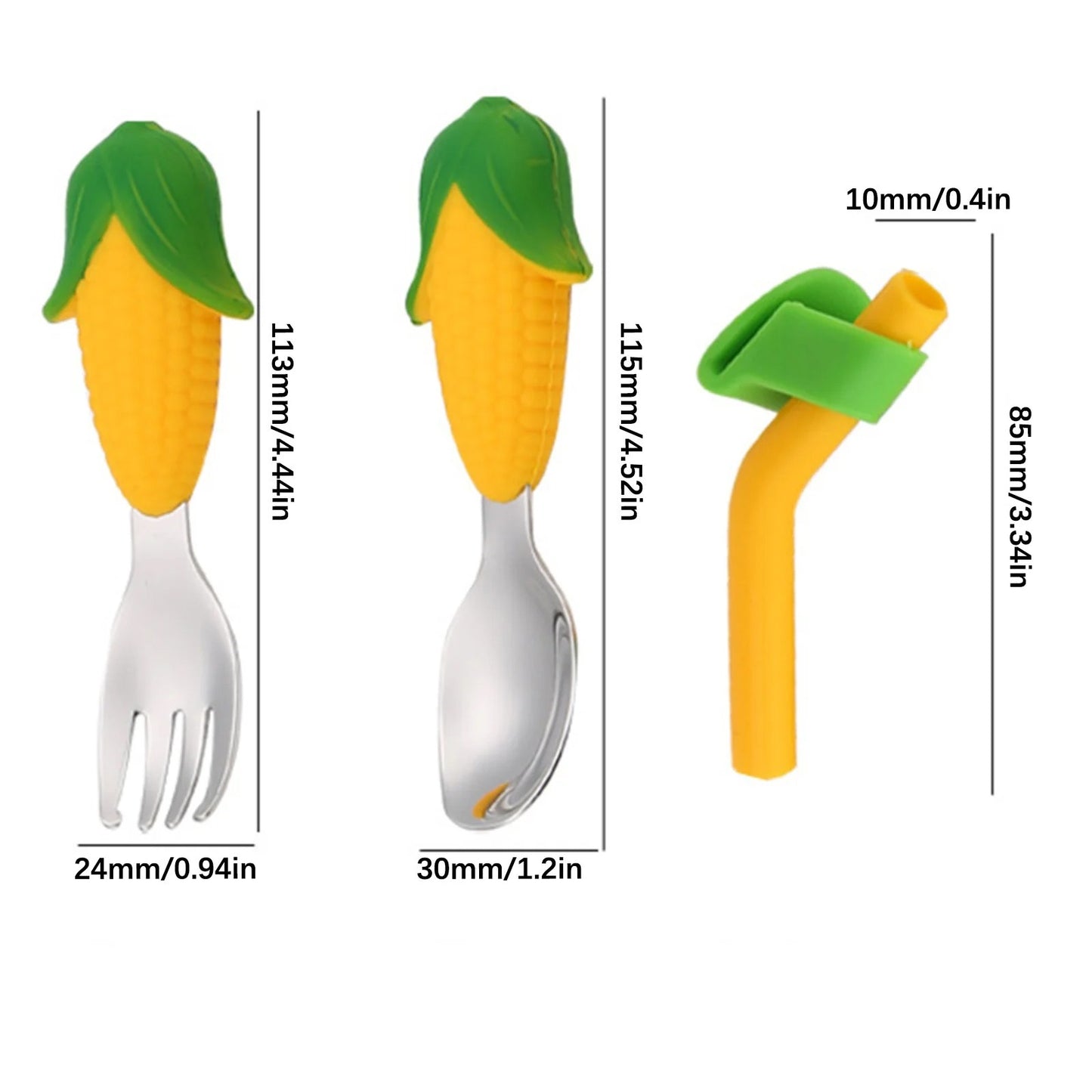 Sweet Corn Silicone Suction Plate & Utensil Set – Spill-Proof Baby & Toddler Dinnerware Set – Divided Baby Feeding Plate