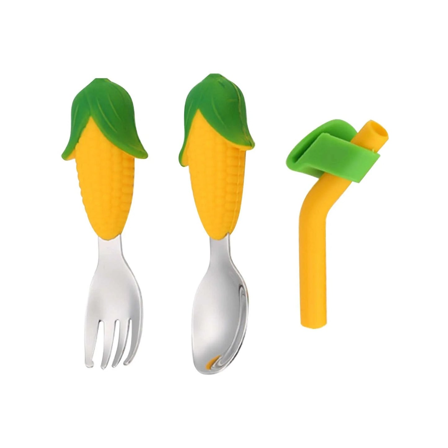 Sweet Corn Silicone Suction Plate & Utensil Set – Spill-Proof Baby & Toddler Dinnerware Set – Divided Baby Feeding Plate