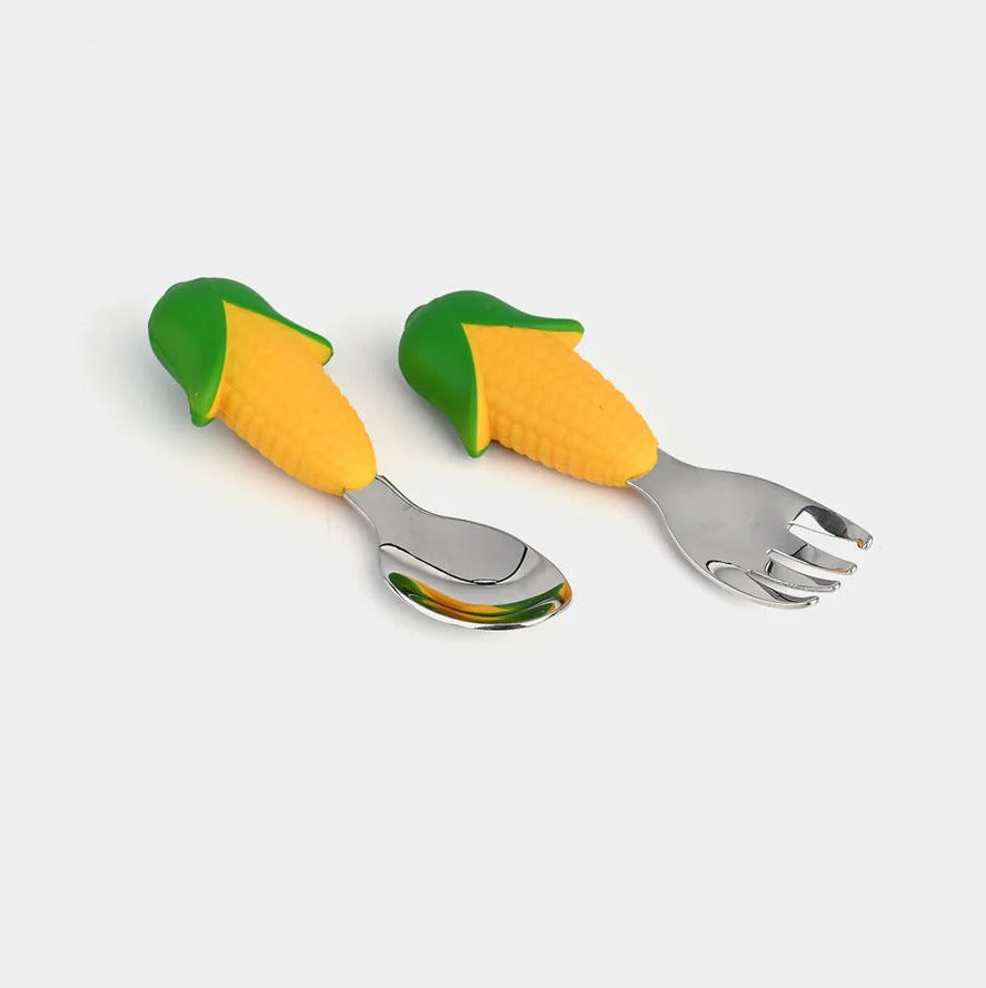 Sweet Corn Silicone Suction Plate & Utensil Set – Spill-Proof Baby & Toddler Dinnerware Set – Divided Baby Feeding Plate