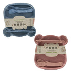 Cute Monkey Wheat Straw Kids Plate & Utensil Set - Eco-Friendly Wheat Straw Kids Tableware