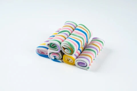 6-Piece Striped Baby Towel Set – Colorful Soft Washcloths for Daily Use