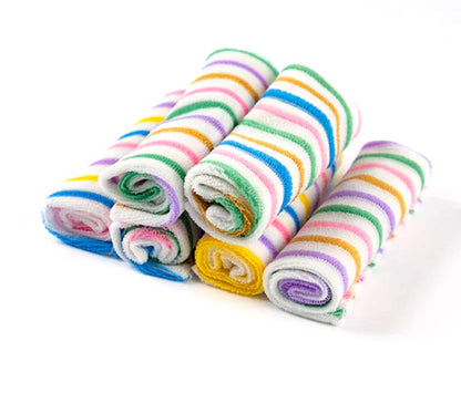 6-Piece Striped Baby Towel Set – Colorful Soft Washcloths for Daily Use