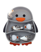 Cute Penguin Silicone Divided Plate with Suction - Spill-Proof Baby & Toddler Dinnerware Set