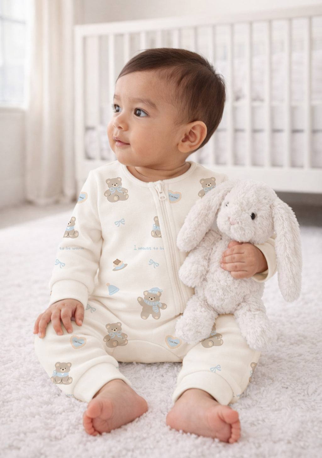Warm Bear - Fleece Zipper Romper